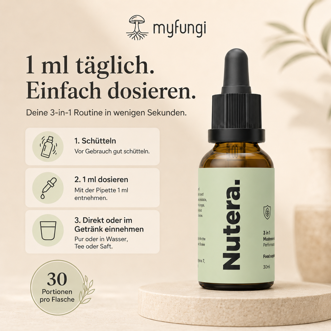 3 in 1 Vitalpilze Extrakt Dosierung Anleitung