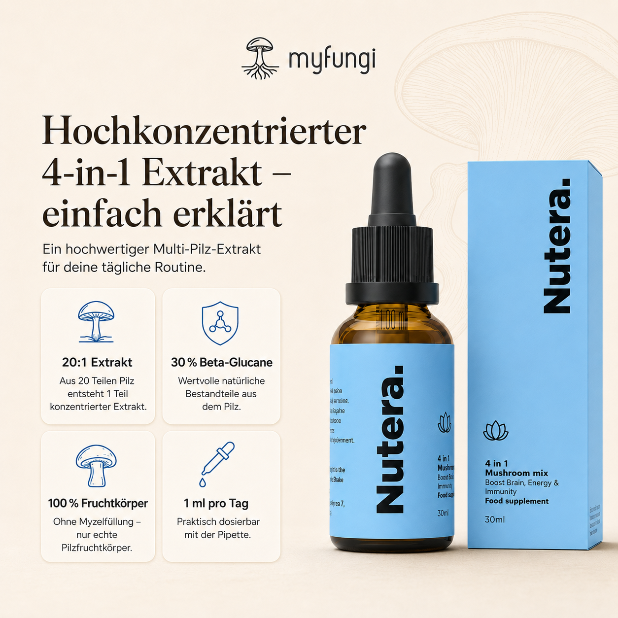 4 in 1 Vitalpilze Extrakt Eigenschaften