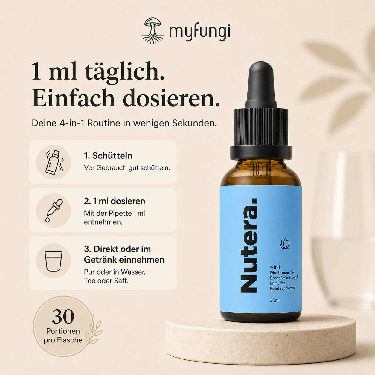 4 in 1 Vitalpilze Extrakt Dosierung Anleitung