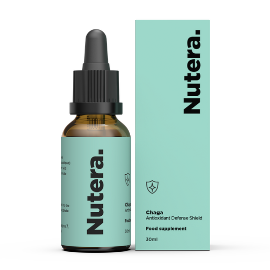 Chaga Extrakt Nutera Flasche und Verpackung