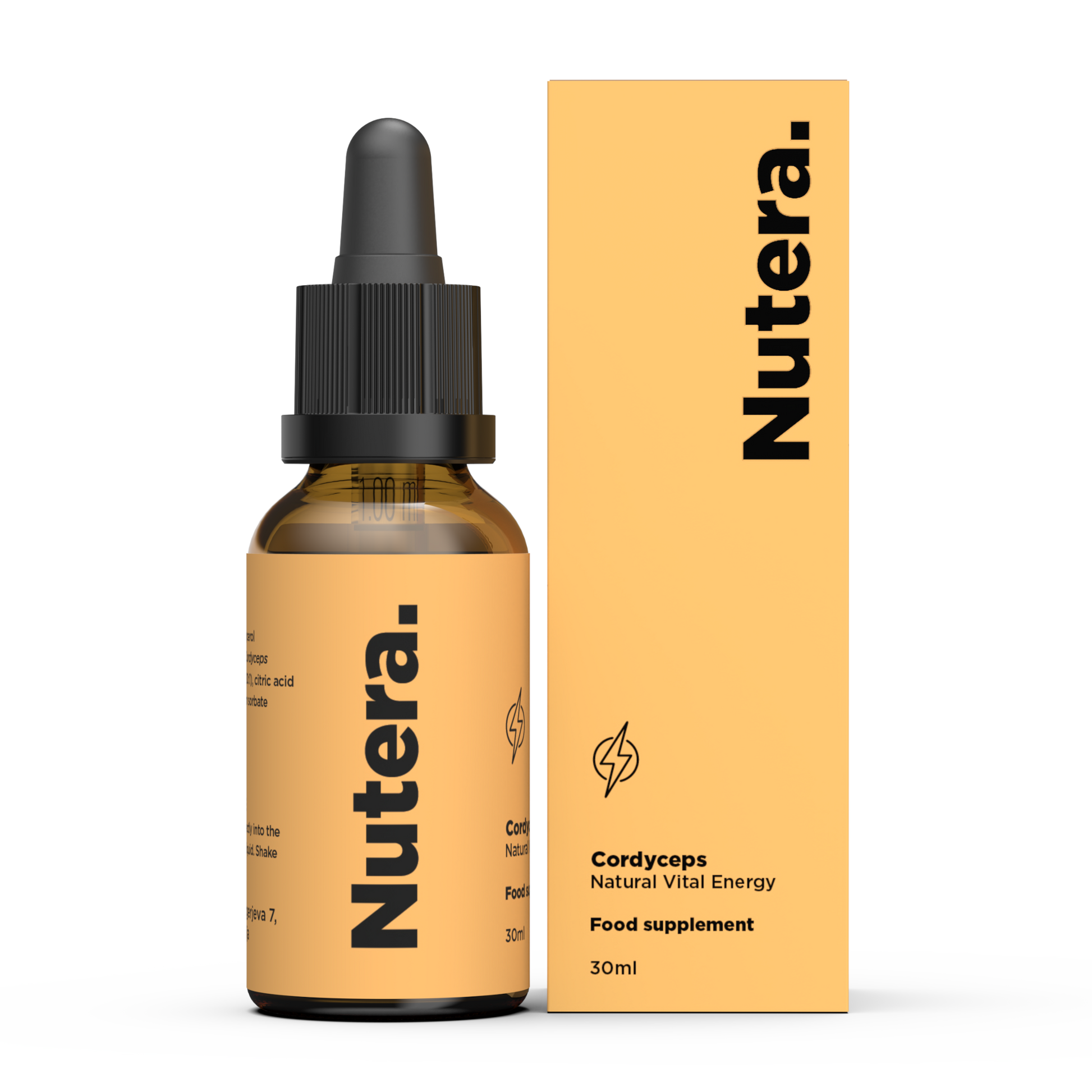 Cordyceps Extrakt Nutera Flasche und Verpackung