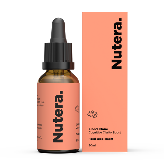 Lions Mane Extrakt Nutera Flasche und Verpackung