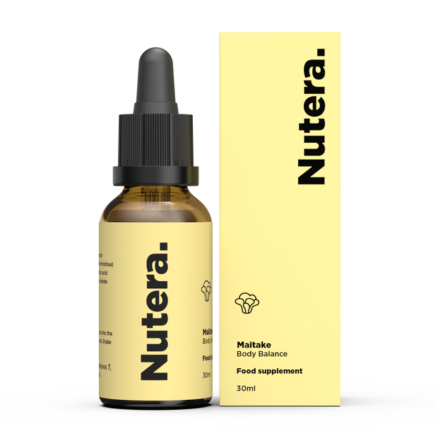 Maitake Extrakt Nutera Flasche und Verpackung