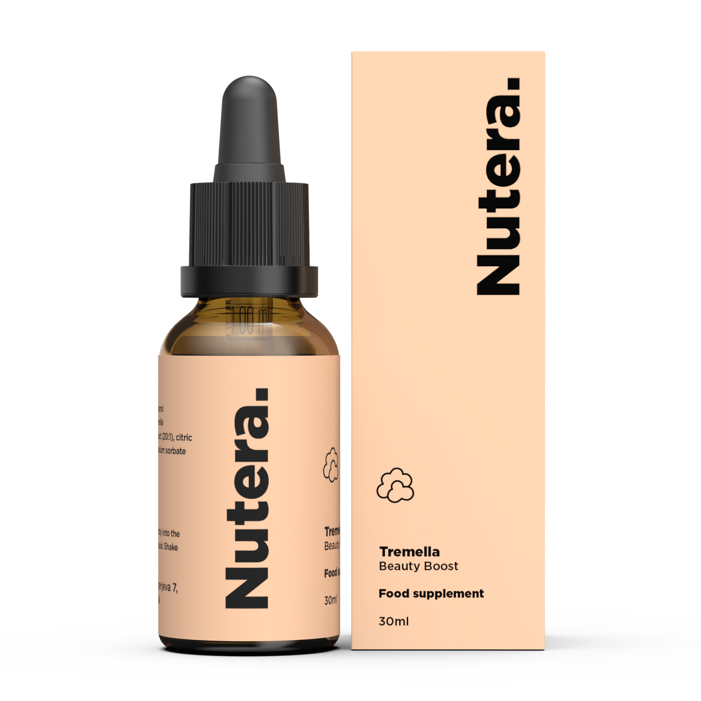 Tremella Extrakt Nutera Flasche und Verpackung
