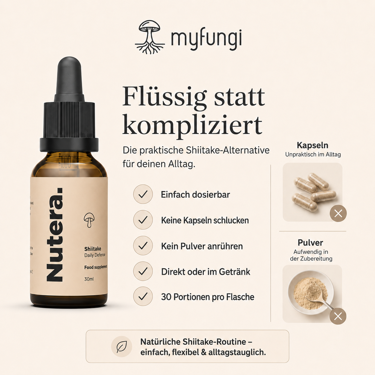 Shiitake Extrakt Vorteile gegenüber Pulver oder Kapseln
